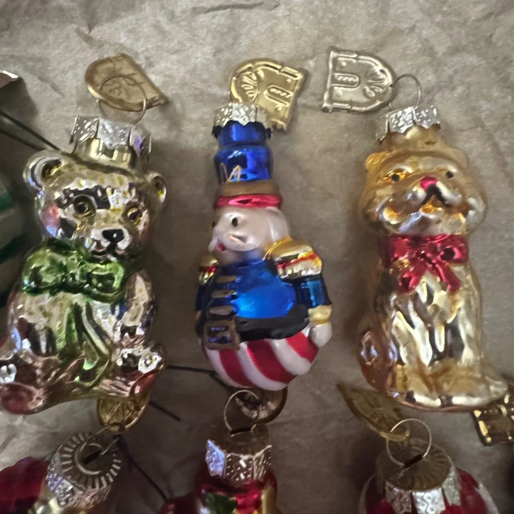 Vintage Style Mini Glass Christmas Ornaments Lot Santa Snowman Baubles 33pc lot
